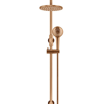 ROUND GOOSENECK SHOWER SET WITH 200MM ROSE, THREE-FUNCTION HAND SHOWER,LUSTRE BRONZE