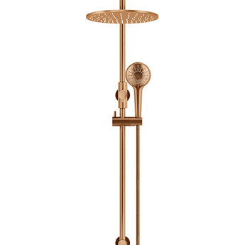 ROUND GOOSENECK SHOWER SET WITH 300MM ROSE, THREE-FUNCTION HAND SHOWER, LUSTRE BRONZE