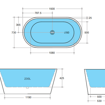 Ovia Free Standing Bathtub, OBT1500B