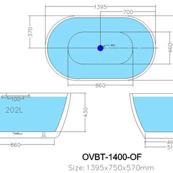 Olivia Free Standing Bathtub, OVBT1400-OF