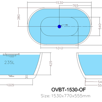 Olivia Free Standing Bathtub, OVBT1530MW