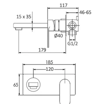 Chrome Vetto Wall Basin Mixer