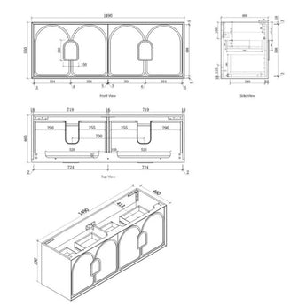 LAGUNA 1500MM BLACK AMERICAN OAK WALL HUNG VANITY