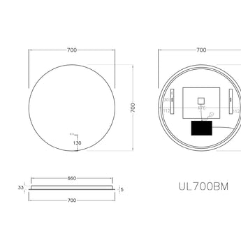 Round LED Backlit Mirror, UL700BM