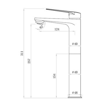 ZEVIO TALL BASIN MIXER MATT BLACK ROSE GOLD