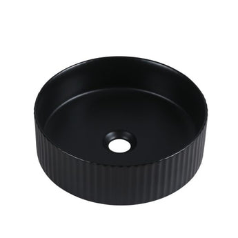 Cora Above Counter Fluted Matt Black Circle Basin