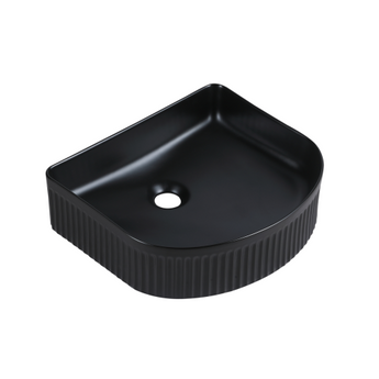 Cora Above Counter Fluted Matt Black Arch Basin