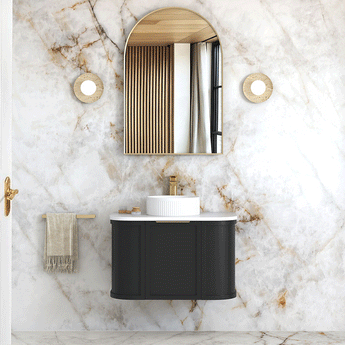 HAMPSHIRE 750MM SATIN BLACK WALL HUNG CURVE VANITY (12TH & NTH ONLY)