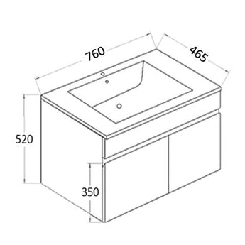 PVC 750x460 Vanity Wall Hung Door Only