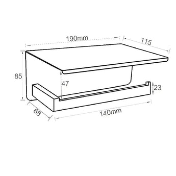 PAPER HOLDER WITH PHONE SHELF BLACK