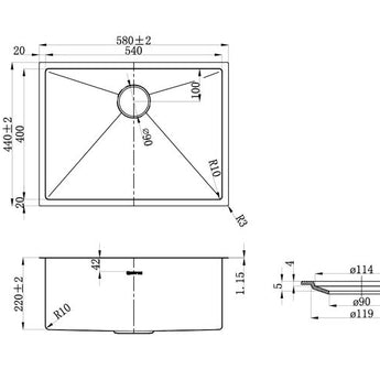 AXON SINK 58S 580X440X220