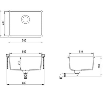 Granite Sink 585x460 White