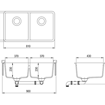 GRANITE SINK BLACK DOUBLE 810X480