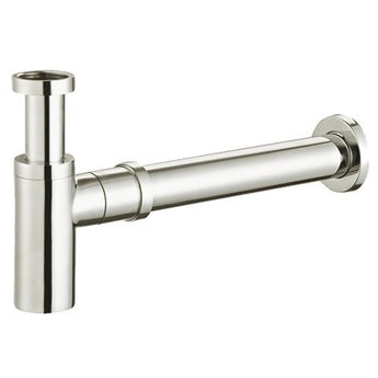 Brushed Nickel Round Bottle Trap 32/40mm Waste, 40mm Connection