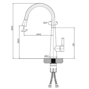 PULL OUT KITCHEN MIXER, GUN METAL