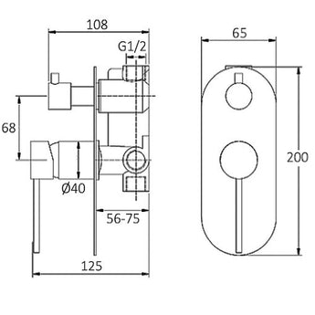 ROUL WALL DIVERTER MIXER MATT BLACK ROSE GOLD