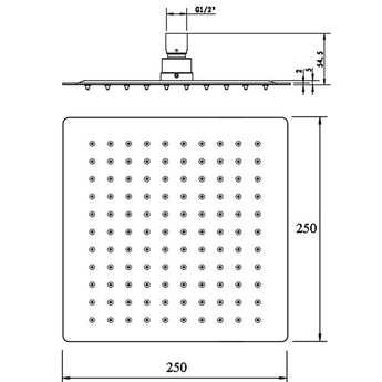 Taran Shower Head Square Head 250, Chrome