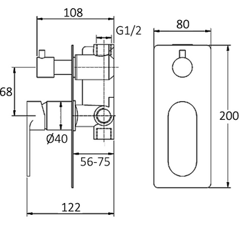 Inspire Vetto Diverter Shower Mixer Matte Black