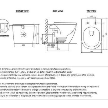 VOGHERA WALL FACE PAN WITH R&T INWALL CISTERN