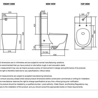 RADIANT TOILET SUITE SLIM SEAT MATT WHITE