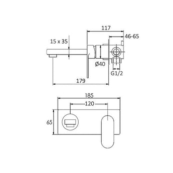 Matte Black Vetto Wall Basin Mixer with Spout