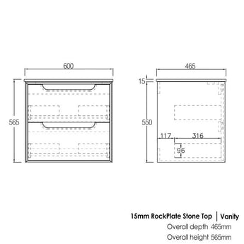 Byron Natural Oak 600mm Wall Hung Bathroom Vanity