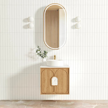 LAGUNA 600MM NATURAL AMERICAN OAK WALL HUNG VANITY