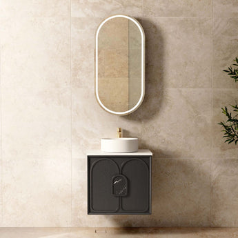 LAGUNA 600MM BLACK AMERICAN OAK WALL HUNG VANITY