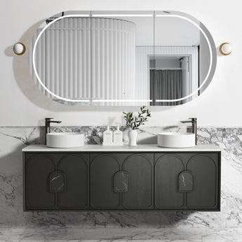LAGUNA 1800MM BLACK AMERICAN OAK WALL HUNG VANITY