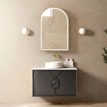 LAGUNA 900MM BLACK AMERICAN OAK WALL HUNG VANITY