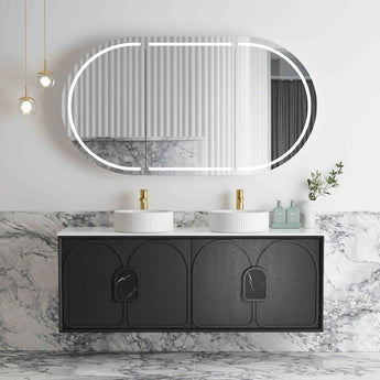 LAGUNA 1500MM BLACK AMERICAN OAK WALL HUNG VANITY