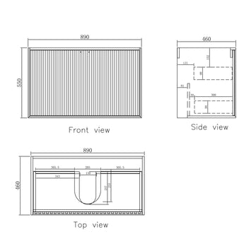 Marlo Matte Black 900mm Wall Hung Bathroom Vanity