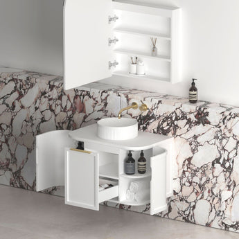 HAMPSHIRE 750MM SATIN WHITE WALL HUNG CURVE VANITY (12TH & NTH ONLY)