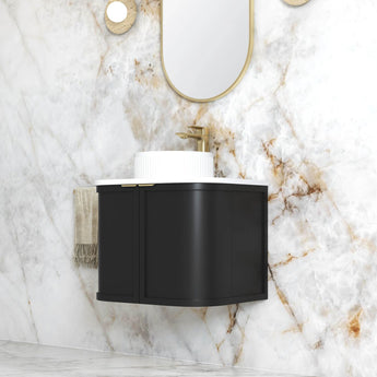 HAMPSHIRE 600MM SATIN BLACK WALL HUNG CURVE VANITY