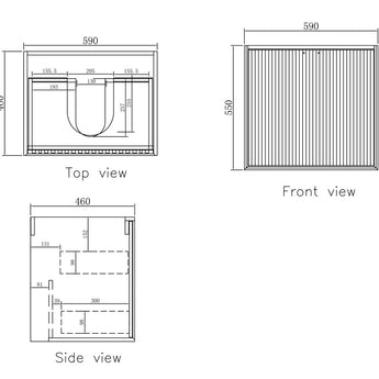 Marlo Matte Black 600mm Wall Hung Bathroom Vanity with Slimline Ceramic Top