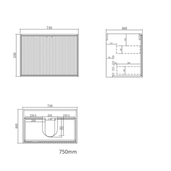 Marlo Matte Black 750mm Wall Hung Bathroom Vanity with Ceramic Top