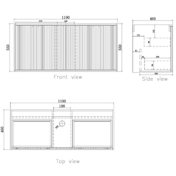 Marlo Matte Black Double Draw 1200mm Wall Hung Vanity with Slimline Ceramic Top