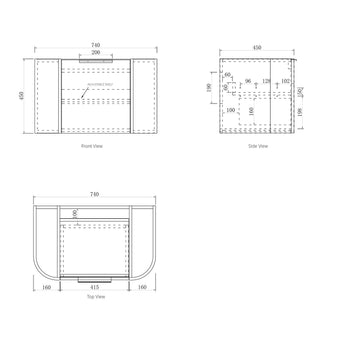 Byron 750x460x550mm Wall Hung Vanity Black Oak