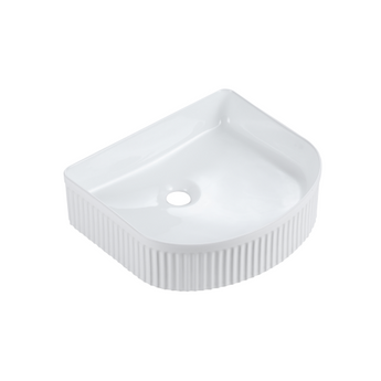 Cora Above Counter Fluted Gloss White Arch Basin