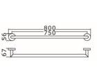 RONDO SINGLE TOWEL RAIL 750 BLACK