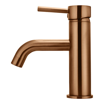 ROUND BASIN MIXER CURVED, LUSTRE BRONZE