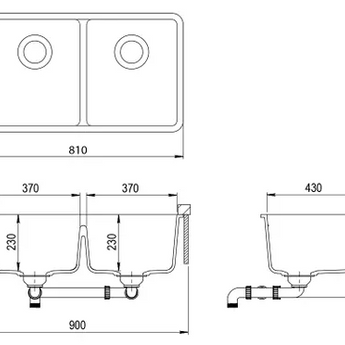 GRANITE SINK WHITE DOUBLE 810X480