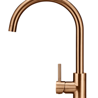 ROUND GOOSENECK KITCHEN MIXER TAP, LUSTRE BRONZE