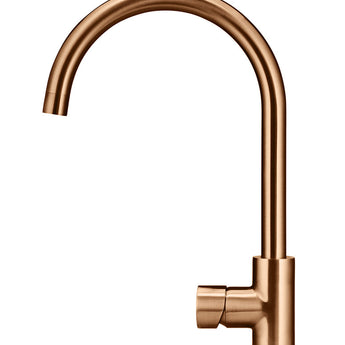 ROUND GOOSENECK KITCHEN MIXER TAP WITH PINLESS HANDLE, LUSTRE BRONZE