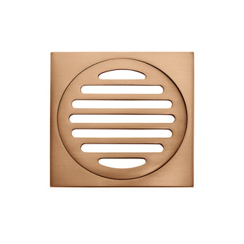 SQUARE FLOOR GRATE SHOWER DRAIN 100MM OUTLET, LUSTRE BRONZE