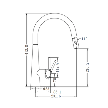 YORK PULL OUT SINK MIXER WITH VEGIE SPRAY FUNCTION WITH METAL LEVER MATTE BLACK