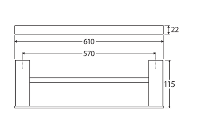 Tono Double Towel Rail, 610 mm, Matte Black