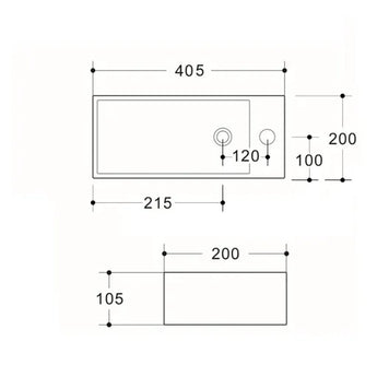 COMPACT WALL HUNG 405X200X105 L/H BASIN