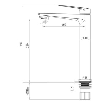 ZEVIO TALL BASIN MIXER BRUSHED GOLD