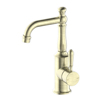 YORK BASIN MIXER WITH METAL LEVER AGED BRASS